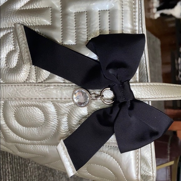 Betsy Johnson Signature Embossed Silver Tote - Picture 5 of 9